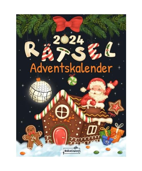 Rätsel Adventskalender 2024: 24 Tage festlicher Rätselspaß mit 72 Rätseln in großer Schrift - Inkl. Sudoku, Kreuzwort- & Wortsuchrätseln