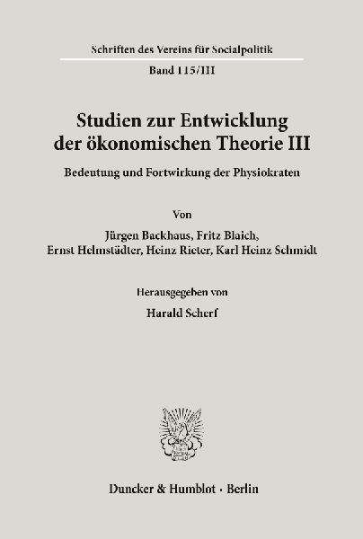 Bedeutung und Fortwirkung der Physiokraten.