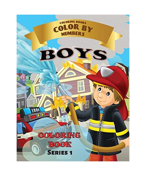 Boys - Color by Numbers: Coloring with numeric worksheets, color by numbers for adults and children with colored pencil.Flowers by number.