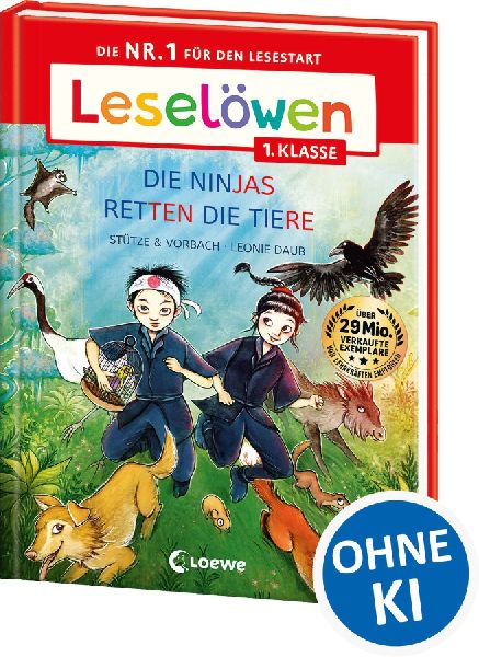 Leselöwen 1. Klasse - Die Ninjas retten die Tiere (Großbuchstabenausgabe)