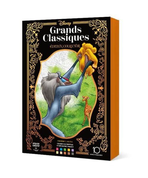 Coloriages mystères Disney - Grands classiques Tome 1 - Collector 10 ans: Colorie les chiffres et découvre l'image