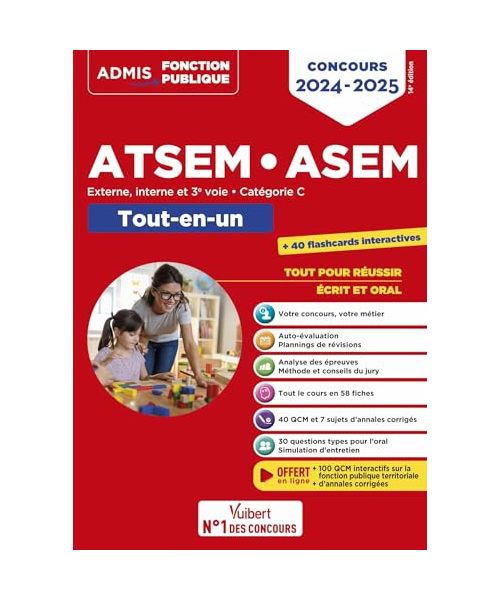 Concours ATSEM et ASEM - Catégorie C - Tout-en-un: Agent (territorial) spécialisé des écoles maternelles - Concours externe, interne, 3e voie - 2024-2025