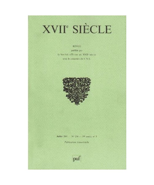 XVII Eme Siecle 59e Annee N 236  Juillet 2007