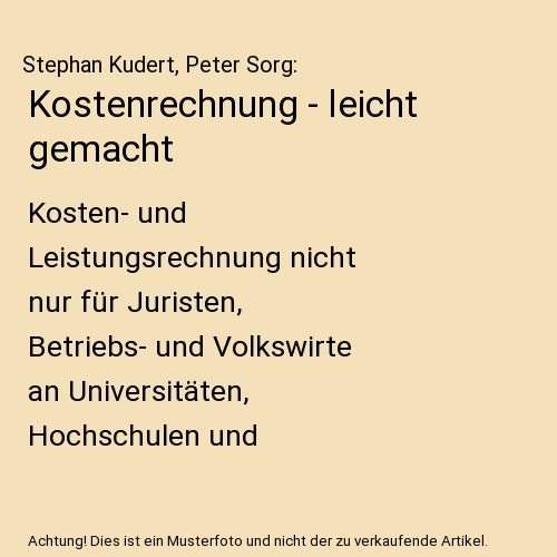 Kostenrechnung - leicht gemacht