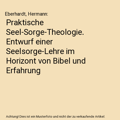 Praktische Seel-Sorge-Theologie. Entwurf einer Seelsorge-Lehre im Horizont von Bibel und Erfahrung