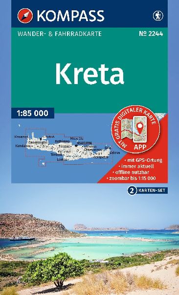KOMPASS Wanderkarten-Set 2244 Kreta (2 Karten) 1:85.000
