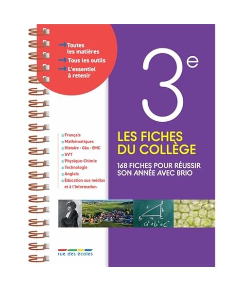 Les fiches du collège 3e: 168 fiches pour réussir son année avec brio