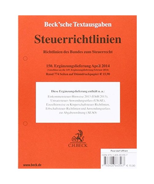 Steuerrichtlinien. 150. Ergänzungslieferung