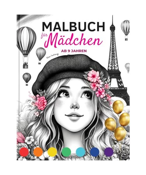 Malbuch für Mädchen ab 9 Jahre | Das Geschenk für Kinder & Teenager: 50 schöne Motive (Regenbogen, Pferde, Portraits, Tiere, Muster) zum Ausmalen & zur Beschäftigung