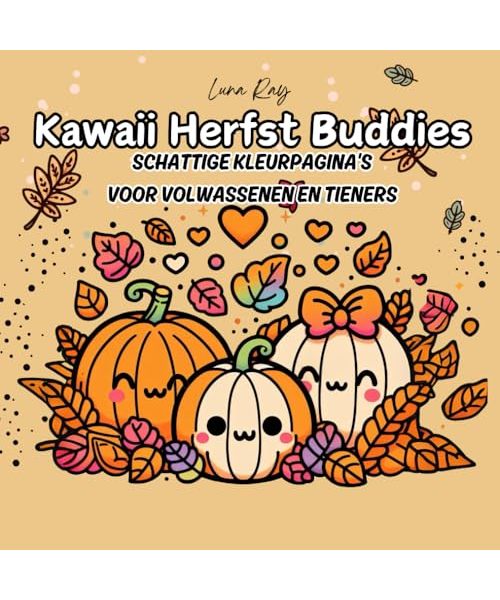 Kawaii Herfst Buddies Schattige Kleurpagina's voor Volwassenen en Tieners