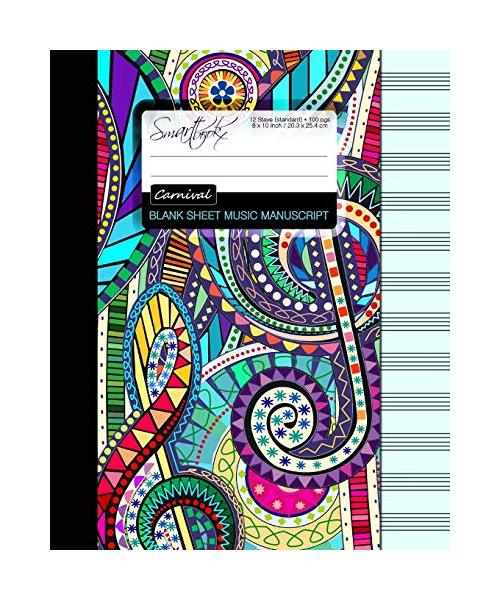 Blank Sheet Music: Music Manuscript Paper / Staff Paper / Musicians Notebook [ Book Bound (Perfect Binding) * 12 Stave * 100 pages * Large * Carnival ] (Composition Books - Music Manuscript Paper)