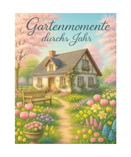 Gartenmomente durchs Jahr: Ein Ausmalbuch für Erwachsene – Entspannung, Achtsamkeit und kreative Auszeiten mit mehr als 80 Gartenmotiven durch Frühling, Sommer, Herbst und Winter