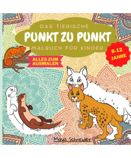 Das tierische Punkt-zu-Punkt Malbuch für Jungen und Mädchen: 50 tierische Motive für Kinder ab 8 Jahren