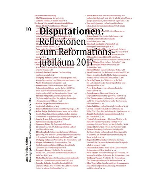 Disputationen: Reflexionen zum Reformationsjubiläum 2017