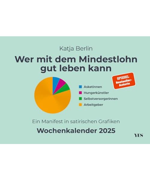 Wer mit dem Mindestlohn gut leben kann: Ein Manifest in satirischen Grafiken. Wochenkalender 2025