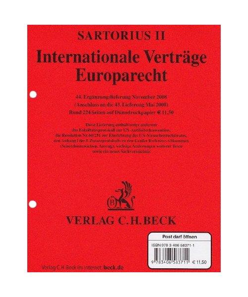 Verfassungs- und Verwaltungsgesetze 2. Europarecht. 44. Ergänzungslieferung - am Lager ca. 6 Wochen ab Erscheinen