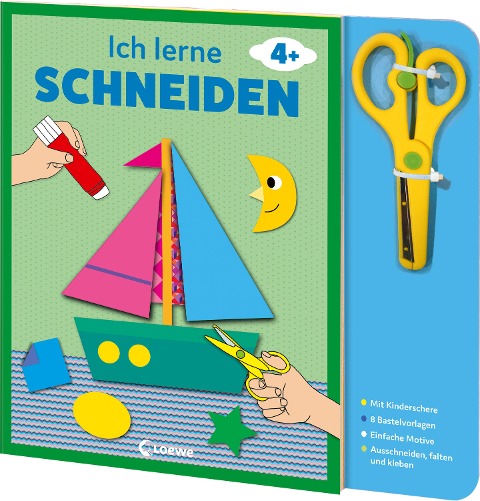 Ich lerne schneiden (Boot): Bastelbuch mit kindersicherer Schere für Kinder ab 4 Jahren