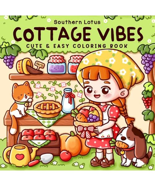 Cottage Vibes: Coloring Book for Adults and Teens, Easy Designs of Cute Cottages, Village Corners, and Cozy Family Moments for Stress Relief (Cute & Easy Coloring)