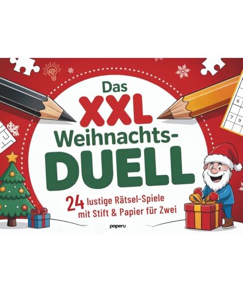 Das XXL Weihnachts-Duell: 24 lustige Rätsel-Spiele mit Stift & Papier für Zwei | Für gemütliche Feiertage - das ideale Geschenk zu Weihnachten