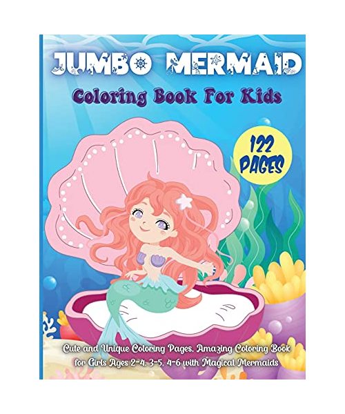 Jumbo Mermaid Coloring Book For Kids: Jumbo Mermaid Coloring Book For kids, Childrens' Drawing Book, 1 Page to Write ... Cover, Cute Mermaid Coloring