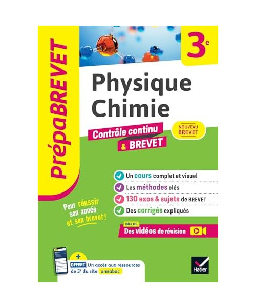 Prépabrevet - Physique-Chimie 3e - Brevet 2025: cours, méthodes & sujets de brevet corrigés