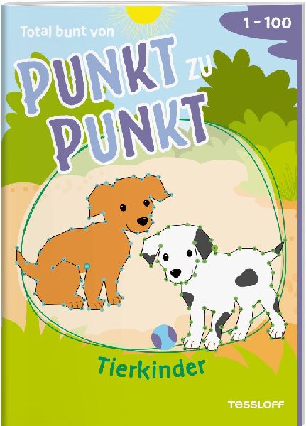 Total bunt von Punkt zu Punkt. Tierkinder. Von 1 bis 100