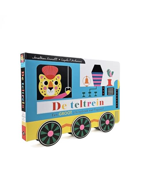 De teltrein: een groot uitklapboek met flappen!