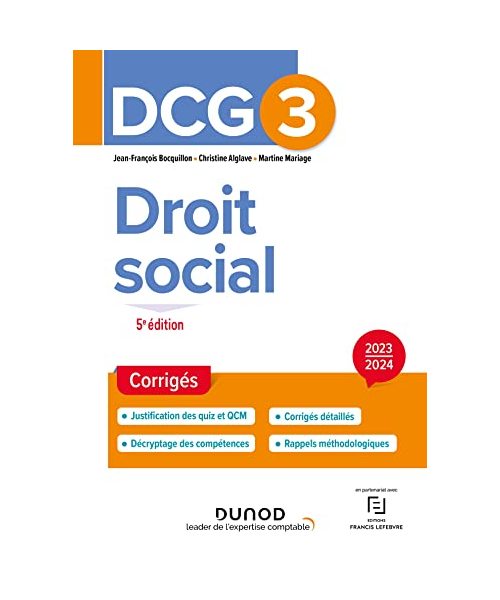 DCG 3 - Droit social - Corrigés 2023-2024