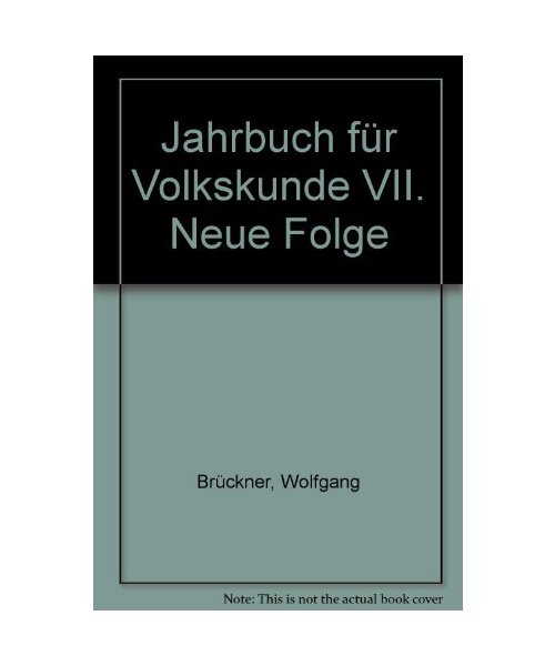 Jahrbuch für Volkskunde VII. Neue Folge