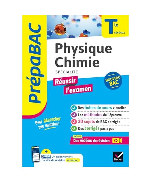 Prépabac Réussir l'examen - Physique-Chimie Tle générale (spécialité) - Bac 2025: fiches de révision, sujets de bac corrigés & vidéos