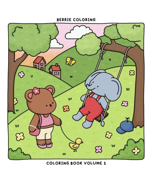 Berrie Coloring Volume 1: Cute and Cozy Coloring Book for Kids & Adults Featuring Easy to Color Animal Illustrations and Adorable Scenes (Cute & Cozy Coloring Books)