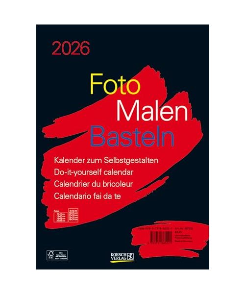Foto-Malen-Basteln Bastelkalender A4 schwarz 2026