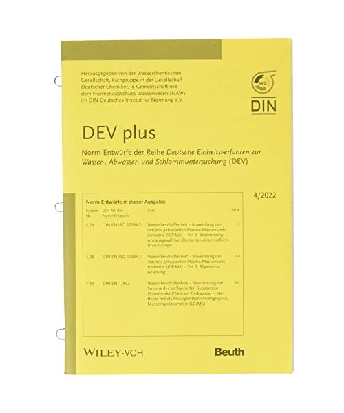 DEV plus: Norm-Entwürfe der Reihe Deutsche Einheitsverfahren zur Wasser-, Abwasser- und Schlammuntersuchung (DEV) 4/2022