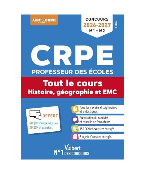 CRPE 2026-2027 - Histoire, géographie et EMC - Tout-en-un (M1 et M2): Concours Professeur des écoles - Admissibilité - Epreuve écrite d’application