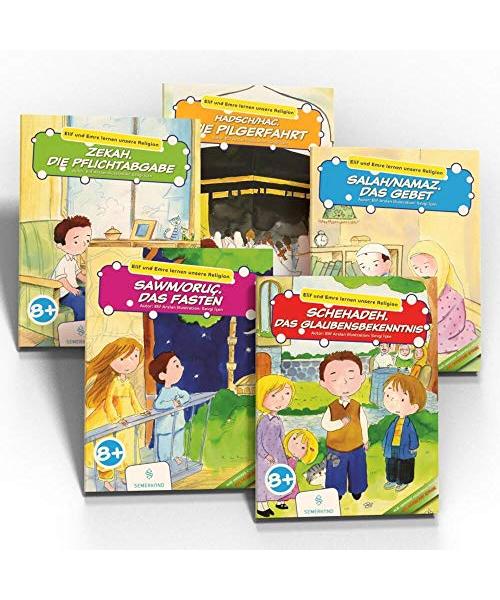 Elif und Emre lernen unsere Religion 5 Bücher Set: Elif und ihr kleiner Bruder Emre sind zwei neugierige Kinder, die gemeinsam mehr über die Säulen des Islams entdecken.