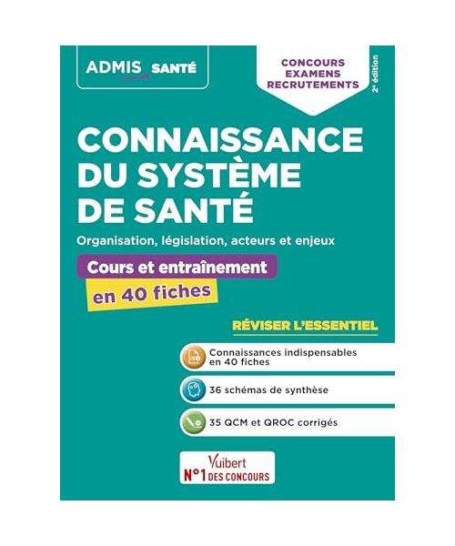 Connaissance du système de santé - Cours et entraînement en 40 fiches - Organisation, législation, acteurs et enjeux: Concours, examens et ... - Catégories A, B et C - 2024-2025