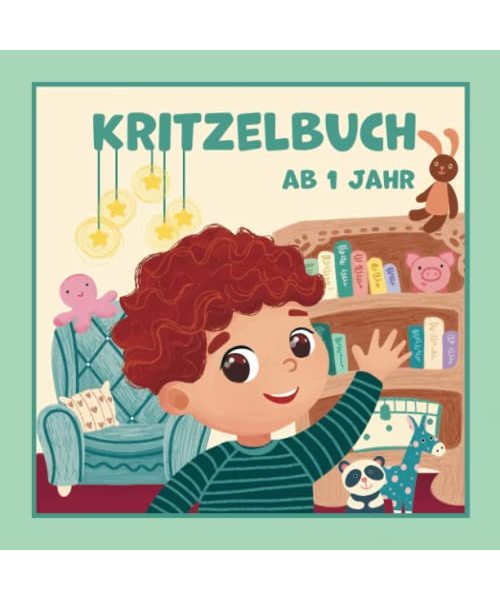 Kritzelbuch ab 1 Jahr: Erstes dickes Ausmalbuch mit 50 schönen Motiven zum Ausmalen und Kritzeln - Gut Geeignet zum Lernen Tiere, Gemüse, Fahrzeuge und vieles mehr!