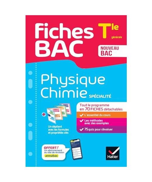 Fiches bac - Physique-Chimie Tle (spécialité) - Bac 2025: tout le programme en fiches de révision détachables