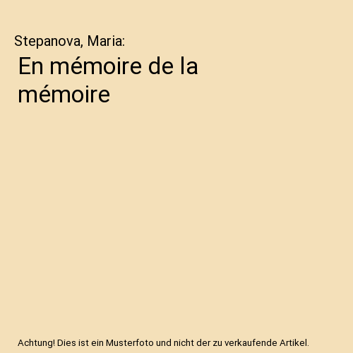 En mémoire de la mémoire
