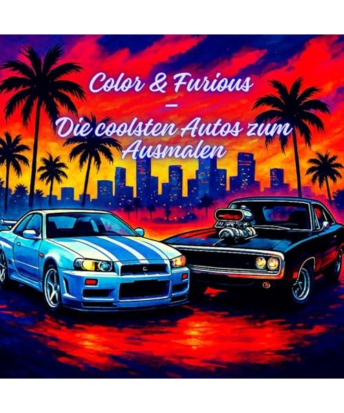 Color & Furious – Die coolsten Autos zum Ausmalen: Tuning, Tempo und starke Linien – dein Action-Ausmalbuch im Street-Racer-Stil (Teenager Ausmalbücher)