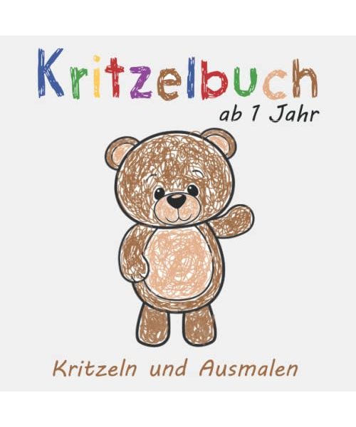 Kritzelbuch ab 1 Jahr: Dickes Malbuch mit 50 schöne einfache Motive zum Kritzeln, Ausmalen und Lernen erster Wörter