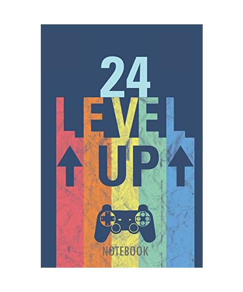 24 Level Up - Notebook: 24 Years - Happy Birthday! - A Lined Notebook for Birthday Kids with a Stylish Vintage Gaming Design.
