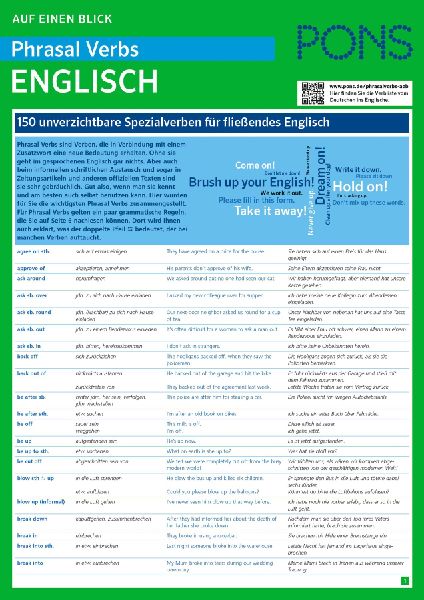 PONS Phrasal Verbs auf einen Blick Englisch