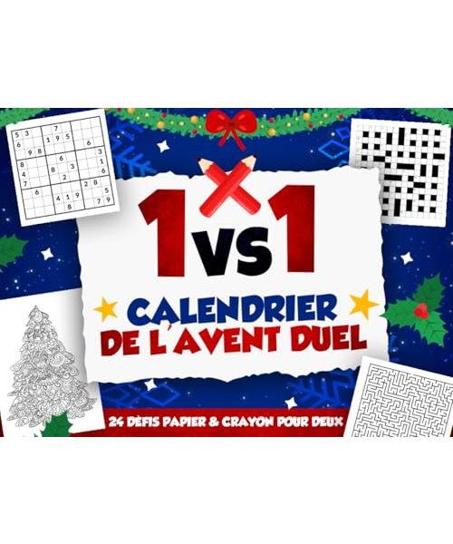 Calendrier de l’Avent Duel 1vs1 - 24 Défis Papier & Crayon pour Deux: Calendrier Interactif avec Énigmes & Défis | Idéal comme Cadeau de Noël pour Amis, Frères & soeurs, Couples, Collègues ou Parents