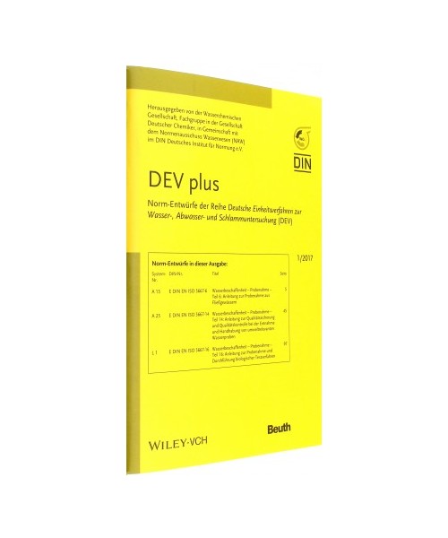 DEV plus: Norm-Entwürfe der Reihe Deutsche Einheitsverfahren zur Wasser-, Abwasser- und Schlammuntersuchung (DEV) 1/2017