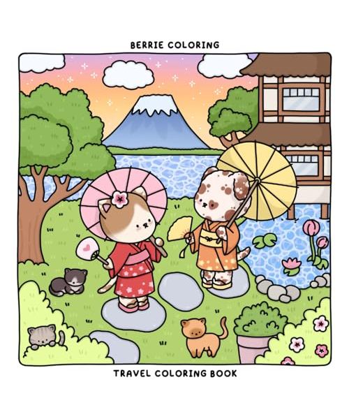 Berrie Coloring Travel: Cute and Cozy Coloring Book for Kids & Adults Featuring Easy to Color Animal Illustrations and Adorable Scenes (Cute & Cozy Coloring Books)