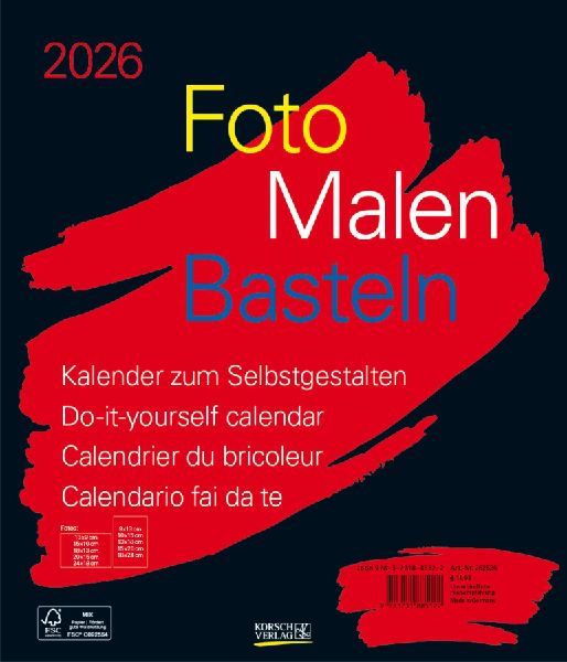 Foto-Malen-Basteln Bastelkalender schwarz groß 2026