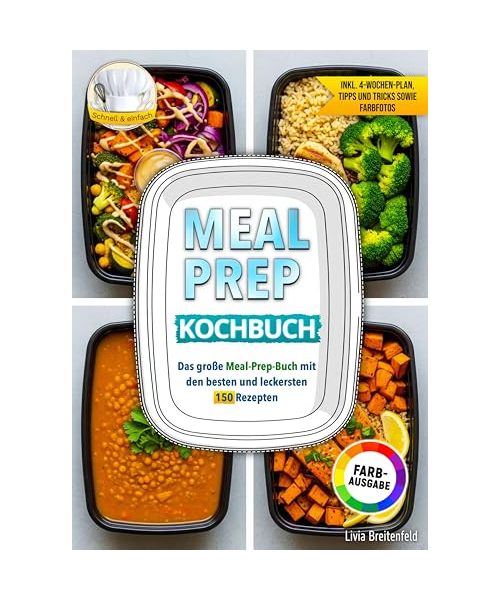 Meal Prep Kochbuch: Das große Meal-Prep-Buch mit den besten und leckersten 150 Rezepten | Inklusive 4-Wochen-Plan, Tipps und Tricks sowie Farbfotos