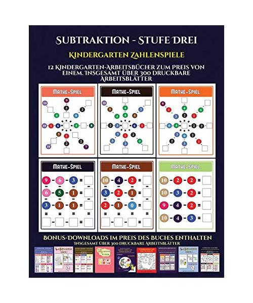 Kindergarten Zahlenspiele (Subtraktion - Stufe Drei)
