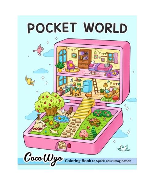 Pocket World: Adult Coloring Book with Miniature Worlds inside Tiny Items for Relaxation and Stress Relief